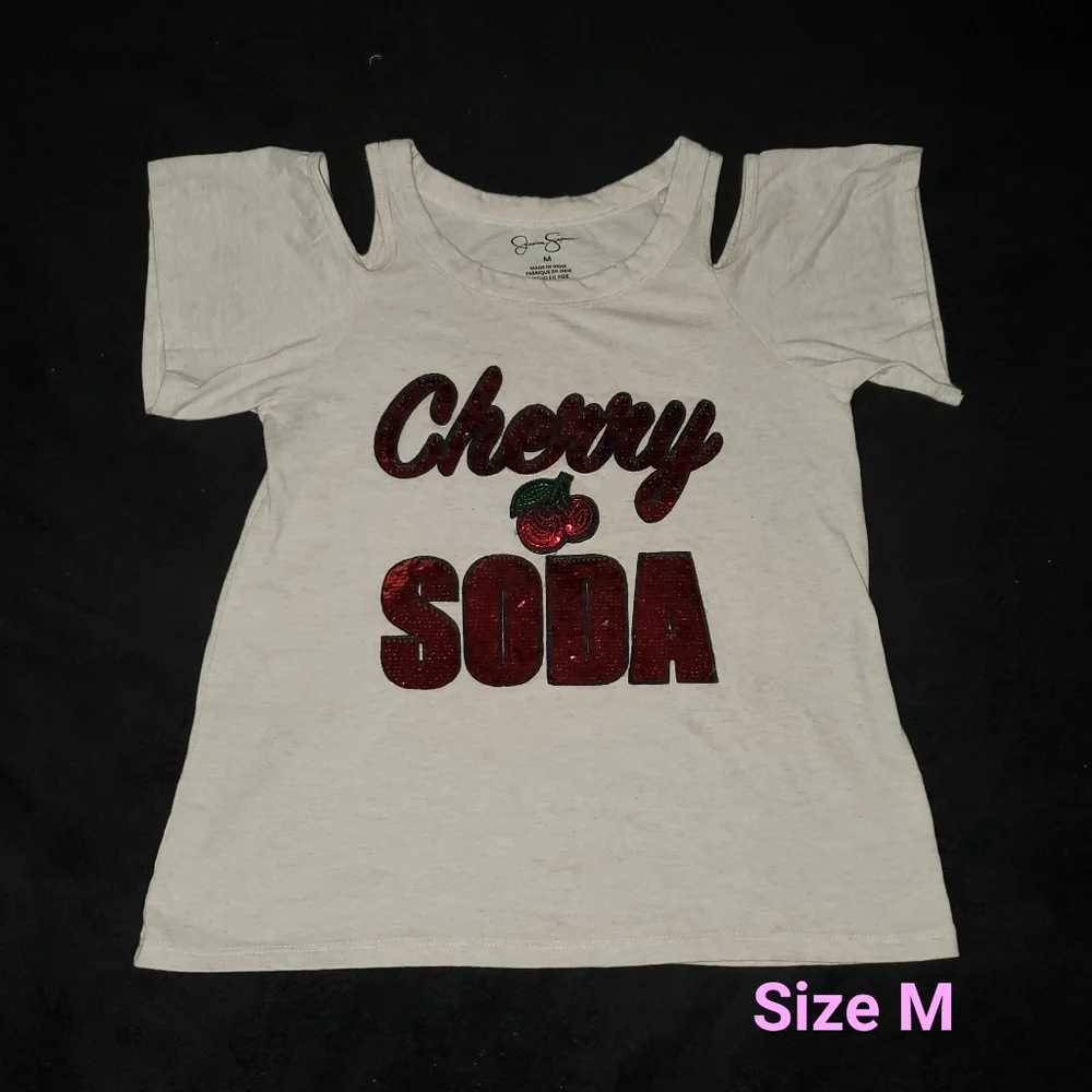 Jessica Simpson cold shoulder cherry print shirt kids